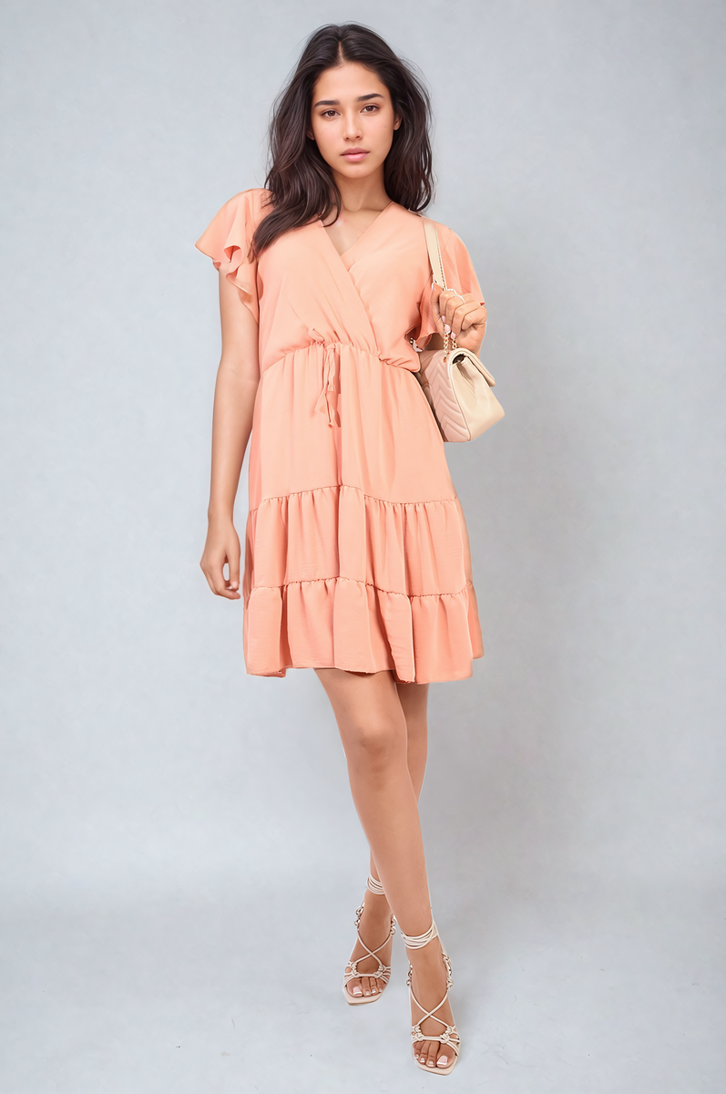 Ruffle Sleeve Tiered Mini Dress