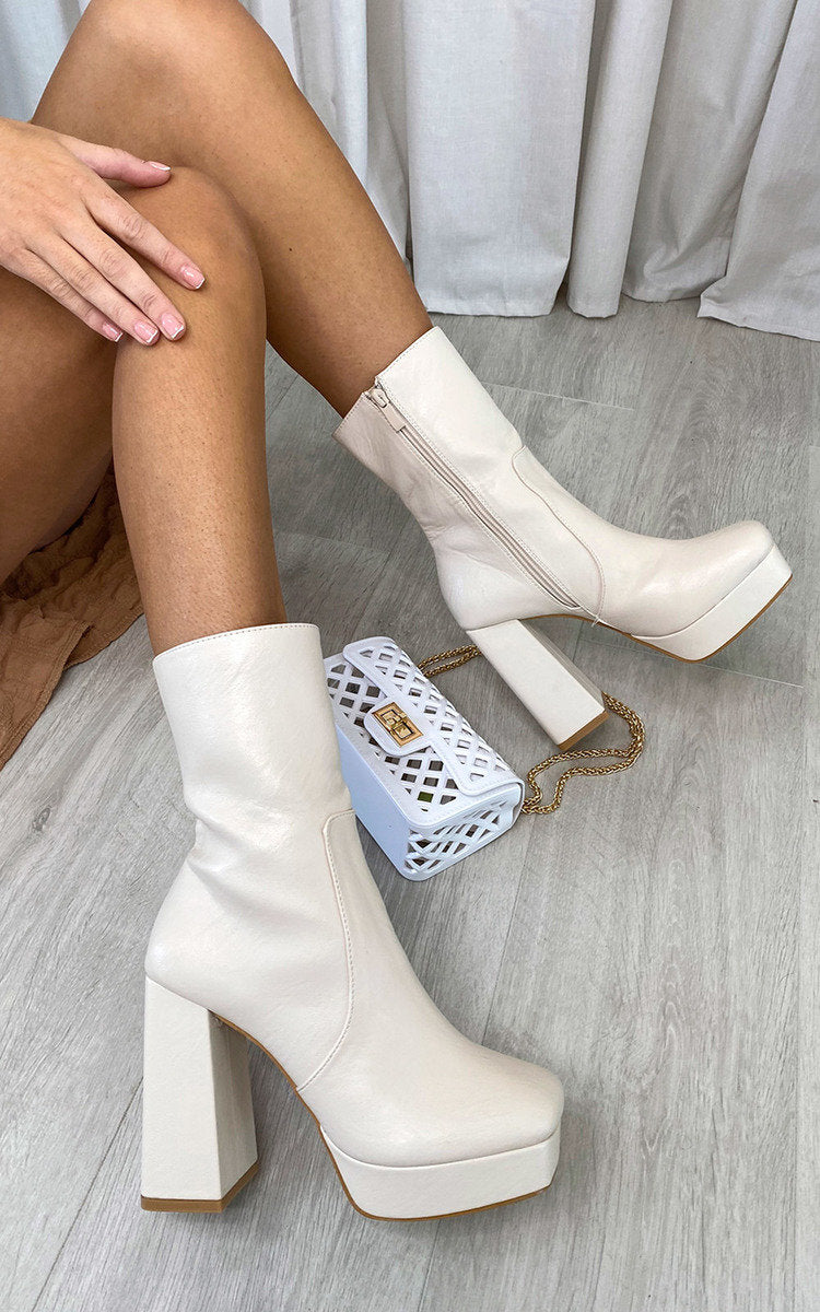 Block Heel Ankle Boots with Zip Detail