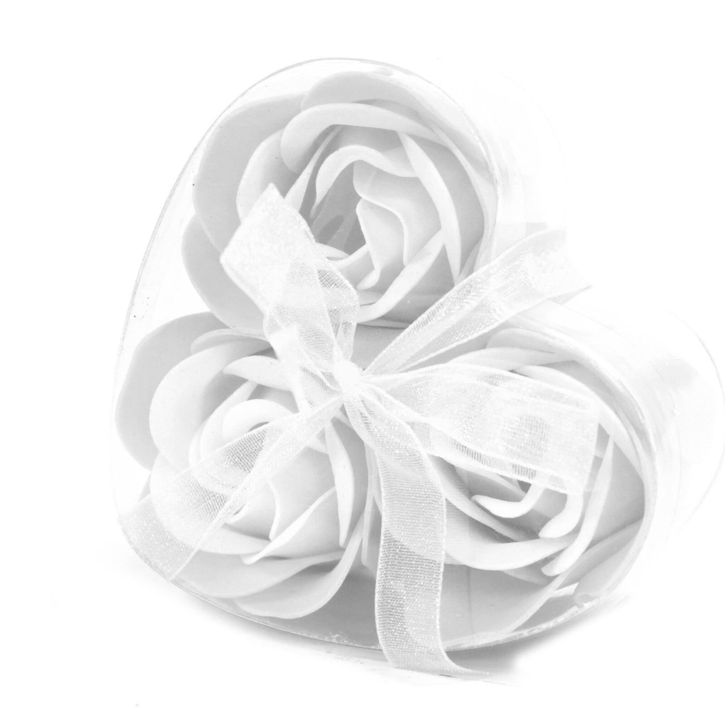 Set of 3 Soap Flower Heart Box - White - Per case: 1.000 Piece