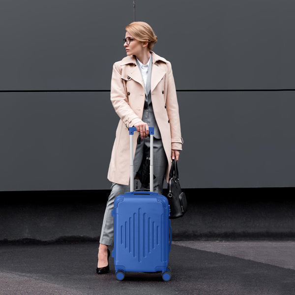 Premium ABS Luggage Set with Diamond Pattern & Non-TSA Locks (4-Piece, Navy Blue) 77.00×48.00×29.00cm (13.2kg)