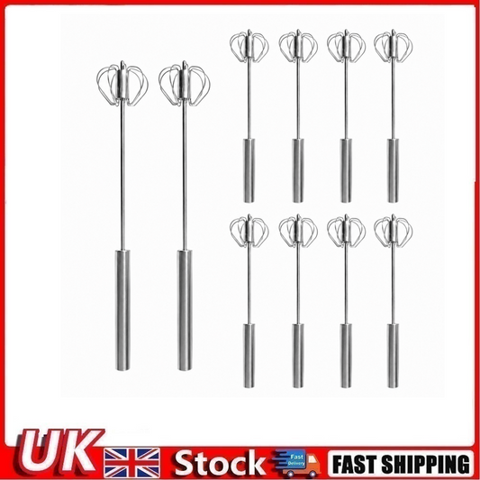 10PCS Semi Automatic Egg Whisk Stainless Steel Hand Push Mixer Beater Cooking