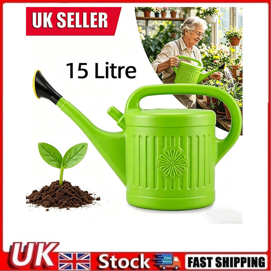 15L Plastic Garden Watering Can with Rose Head Indoor Outdoor Plants