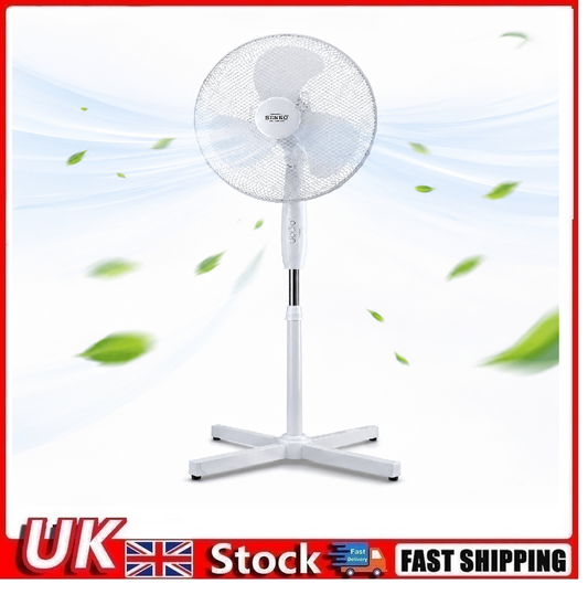 16" Pedestal Fan Cross Base Stand Fan 3 Speed Portable Home Office White