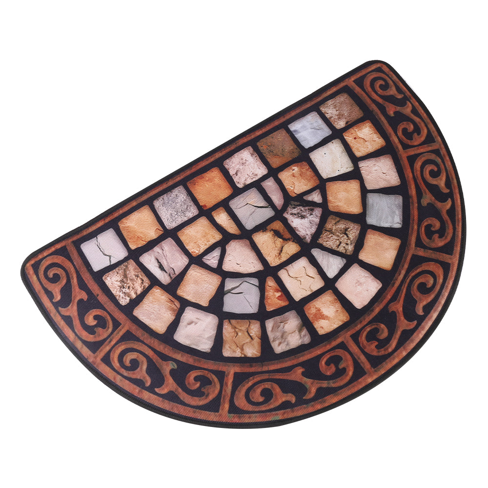 Outdoor Door Mat Slate Effect Half Moon Mat with Anti-slip Rubber Backing