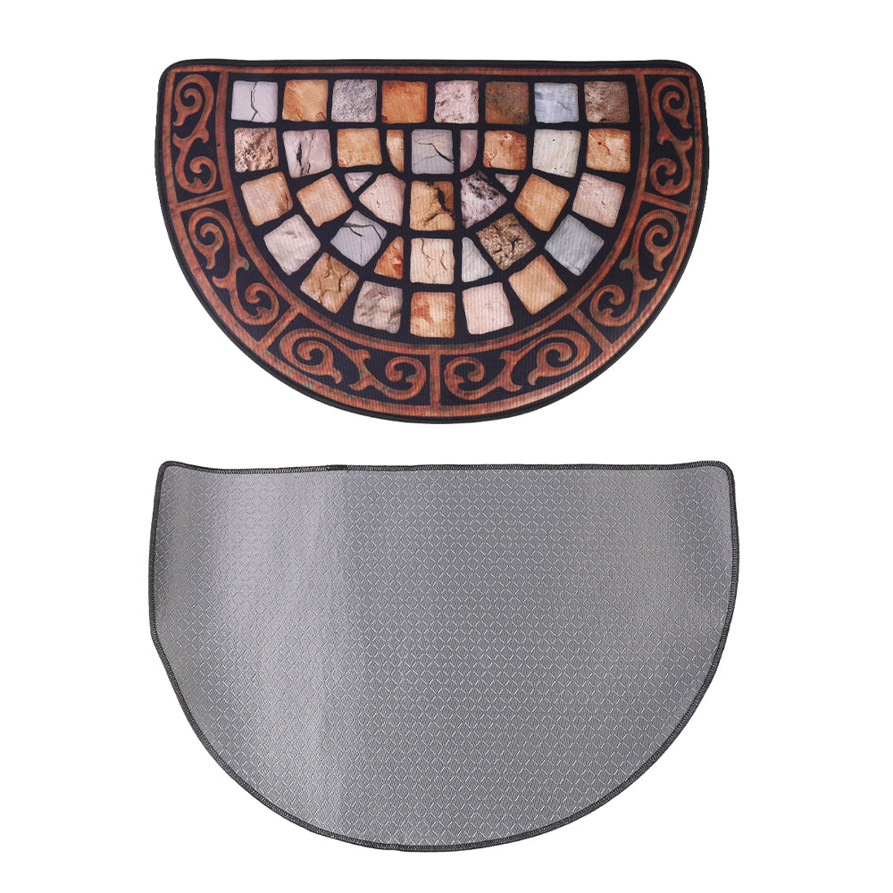 Outdoor Door Mat Slate Effect Half Moon Mat with Anti-slip Rubber Backing