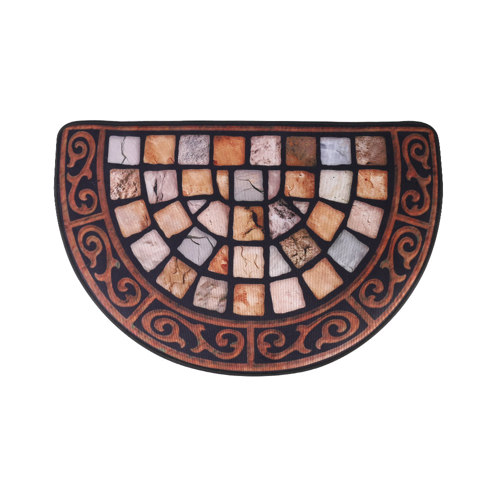 Outdoor Door Mat Slate Effect Half Moon Mat with Anti-slip Rubber Backing