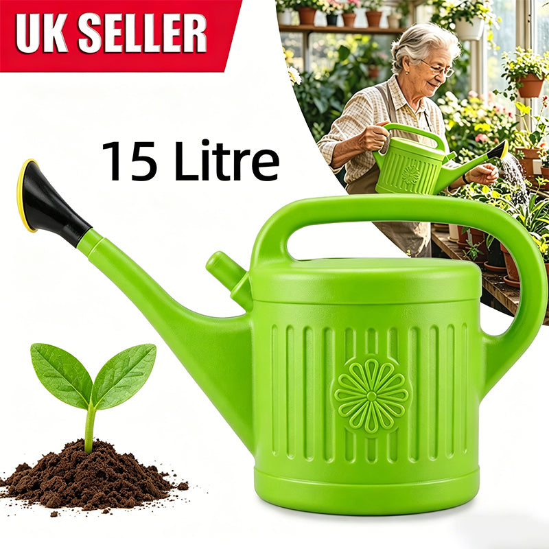 15L Plastic Garden Watering Can with Rose Head Indoor Outdoor Plants