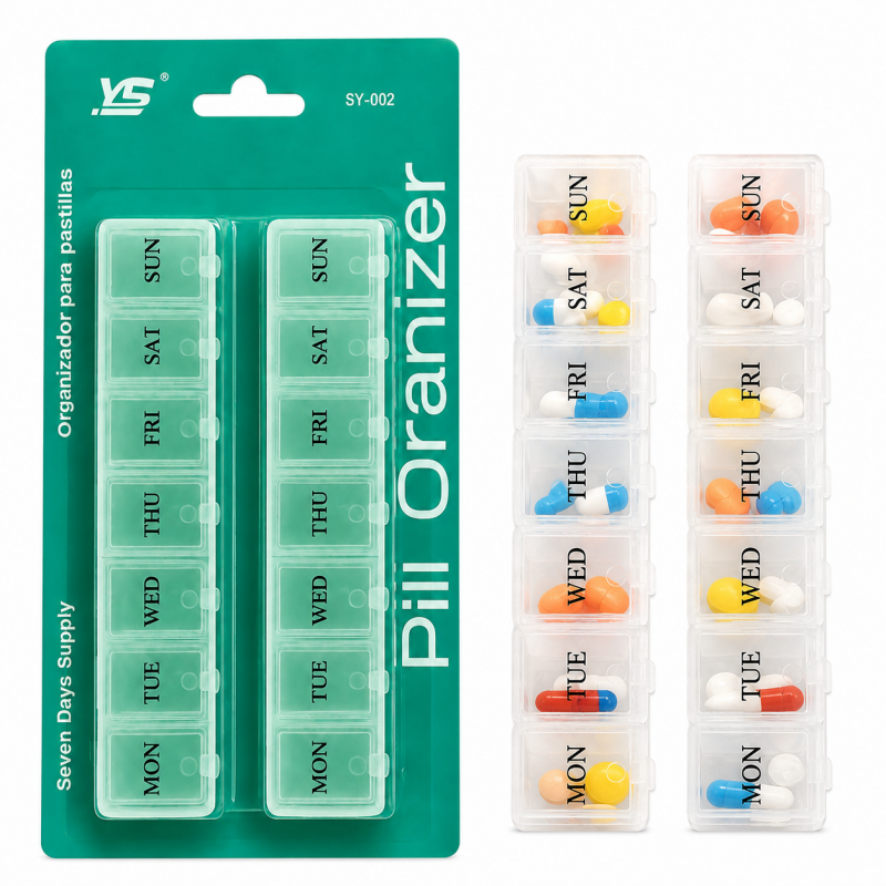 7 Day Weekly Pill Box 14 Compartments Medicine Tablet Organizer Dispenser