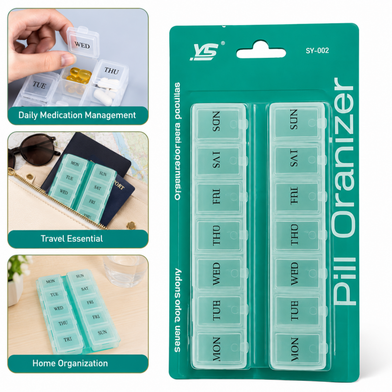 7 Day Weekly Pill Box 14 Compartments Medicine Tablet Organizer Dispenser