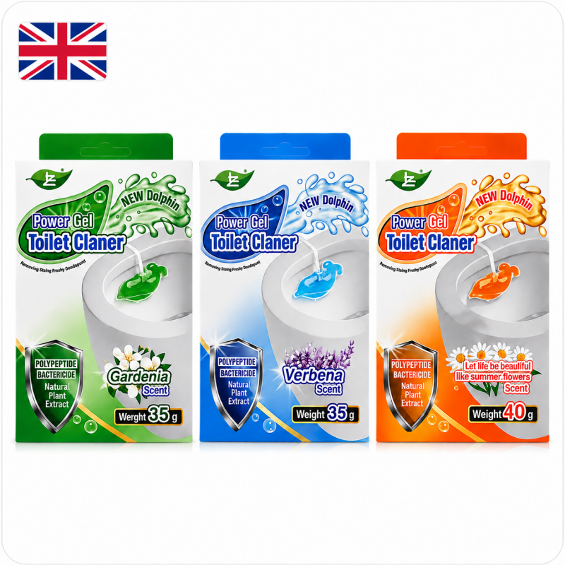 3PCS Dolphin Toilet Rim Gel Cleaner Gardenia Verbena Scent Brilliant Shine