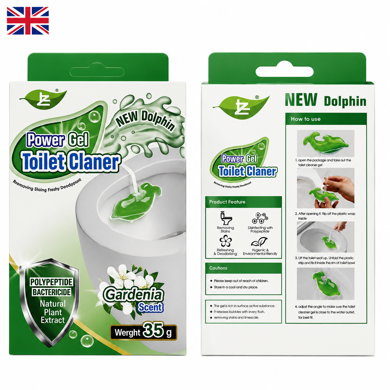 3PCS Dolphin Toilet Rim Gel Cleaner Gardenia Verbena Scent Brilliant Shine