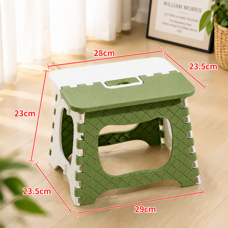 Heavy Duty Folding Step Stool Green Anti-Slip Camping Stool 300lb Capacity