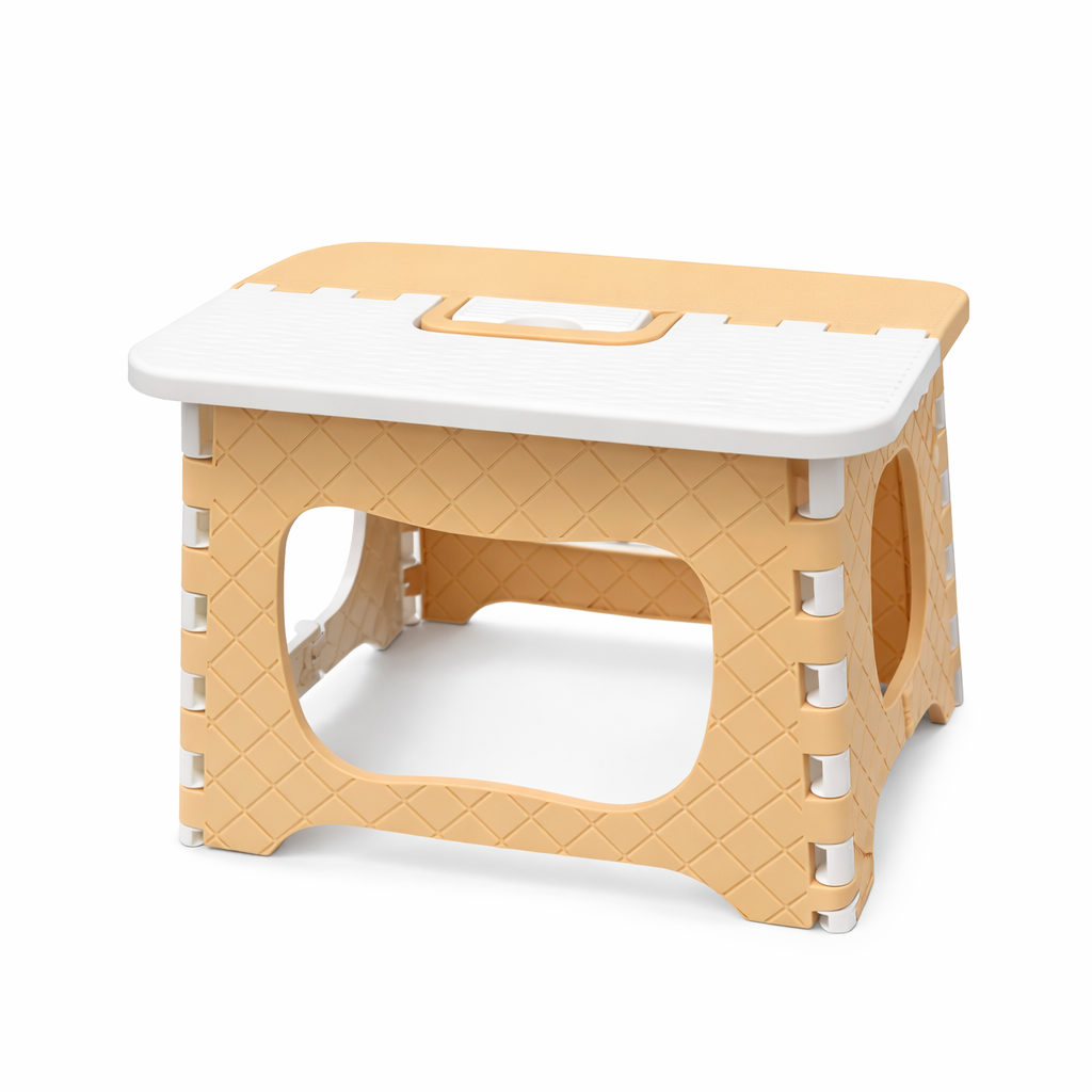 Heavy Duty Folding Step Stool Yellow Anti-Slip Camping Stool 300lb Capacity