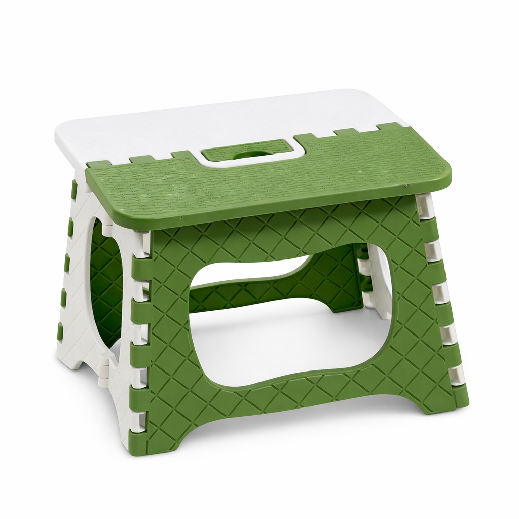 Heavy Duty Folding Step Stool Green Anti-Slip Camping Stool 300lb Capacity