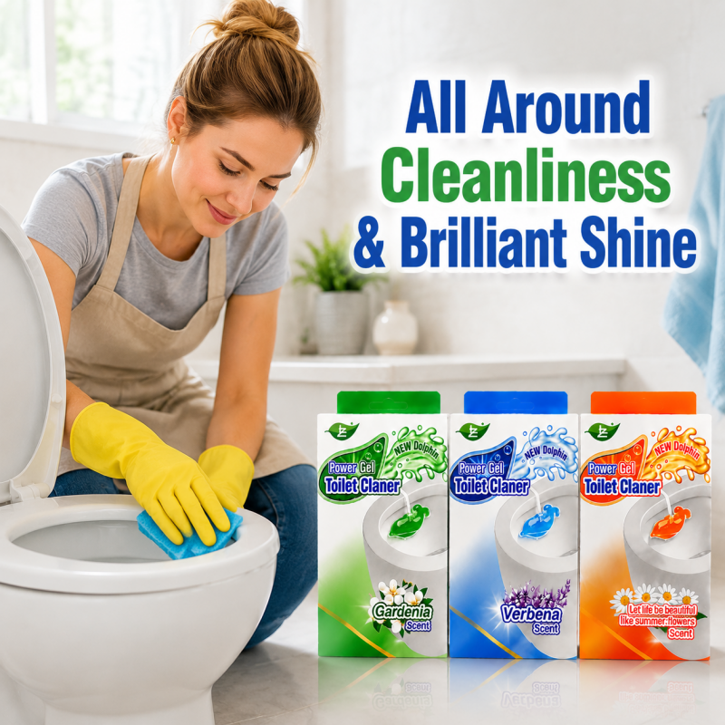 3PCS Dolphin Toilet Rim Gel Cleaner Gardenia Verbena Scent Brilliant Shine