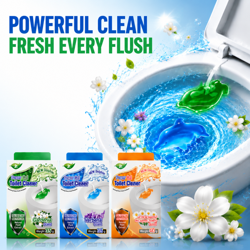 3PCS Dolphin Toilet Rim Gel Cleaner Gardenia Verbena Scent Brilliant Shine
