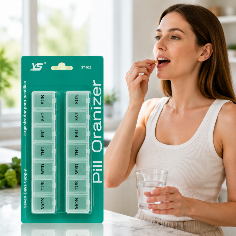 7 Day Weekly Pill Box 14 Compartments Medicine Tablet Organizer Dispenser