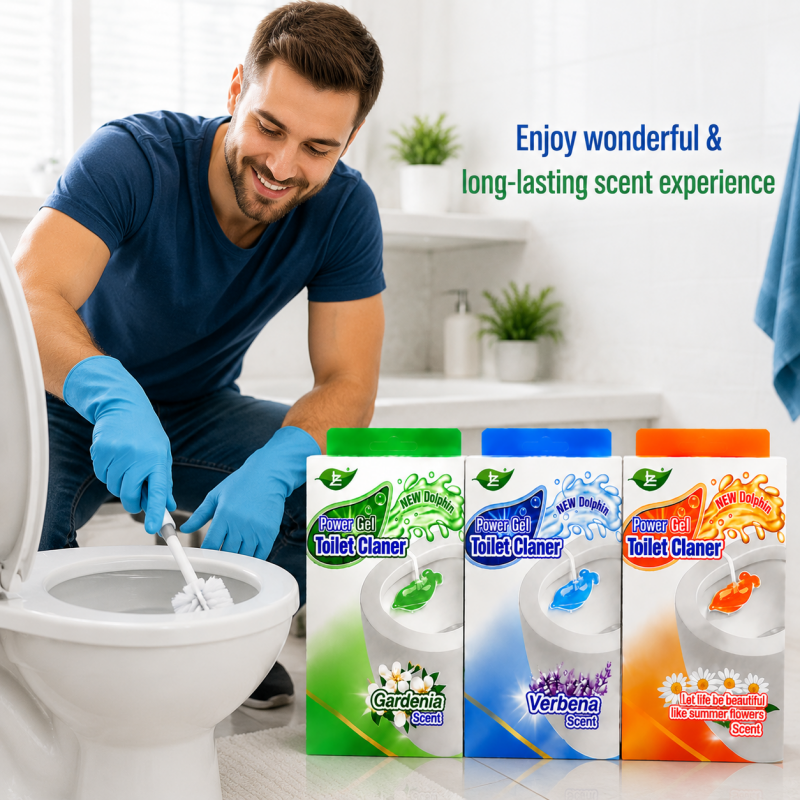 3PCS Dolphin Toilet Rim Gel Cleaner Gardenia Verbena Scent Brilliant Shine