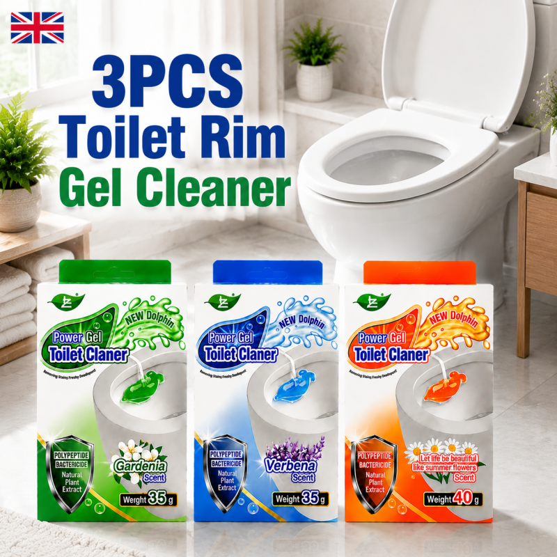 3PCS Dolphin Toilet Rim Gel Cleaner Gardenia Verbena Scent Brilliant Shine