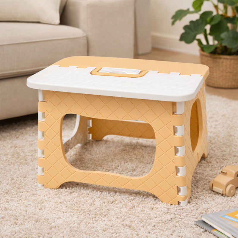 Heavy Duty Folding Step Stool Yellow Anti-Slip Camping Stool 300lb Capacity