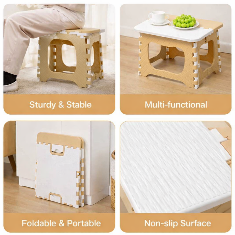 Heavy Duty Folding Step Stool Yellow Anti-Slip Camping Stool 300lb Capacity