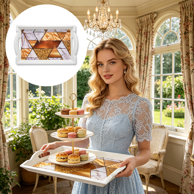 Serving Tray with Grip Handles – 49 x 31cm Plastic Food & Breakfast Tray for Tea, Meal Prep & Bed Dining