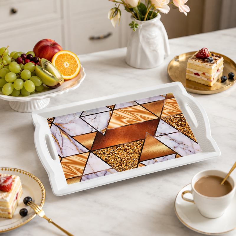 Serving Tray with Grip Handles – 49 x 31cm Plastic Food & Breakfast Tray for Tea, Meal Prep & Bed Dining