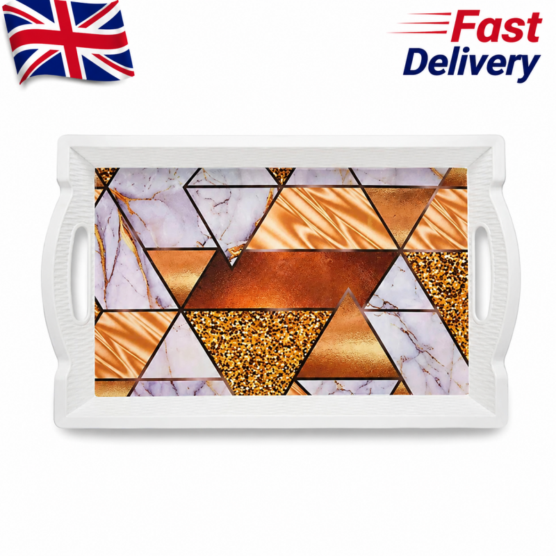 Plastic Serving Tray with Grip Handles – 41 x 21cm Food Preparation & Breakfast Tray for Tea, Snacks, and Bed Serving