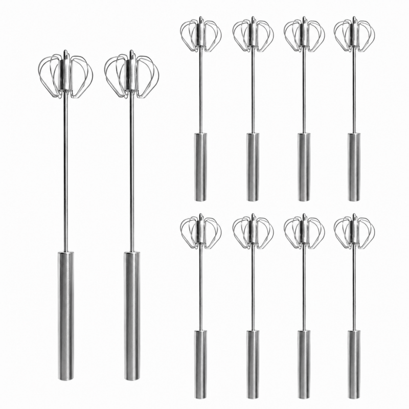 10PCS Semi Automatic Egg Whisk Stainless Steel Hand Push Mixer Beater Cooking