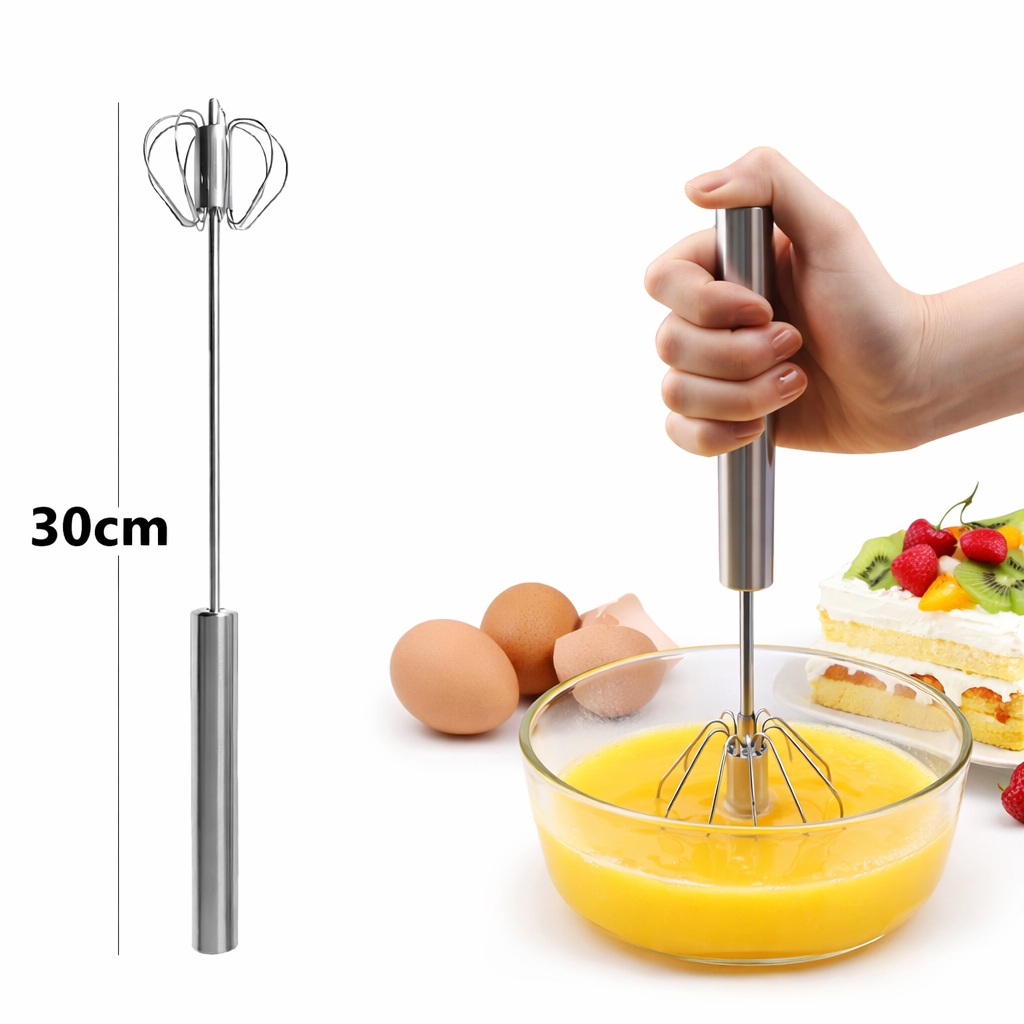 3PCS Semi Auto Egg Beater Hand Push Whisk Stainless Steel Blender Mixer