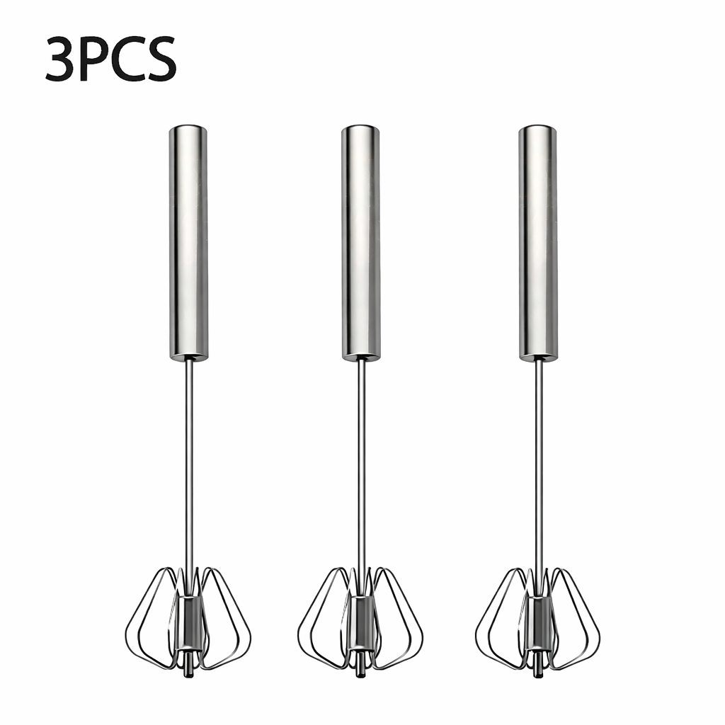 3PCS Semi Auto Egg Beater Hand Push Whisk Stainless Steel Blender Mixer