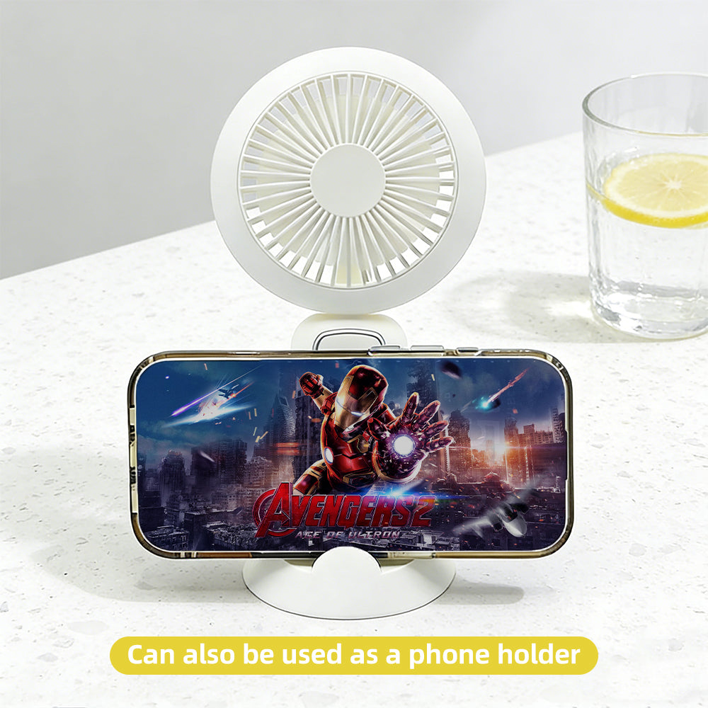 3 Pack LED Rechargeable Handheld Fan Folding Desk Fan w/ Base Travel Cooler
