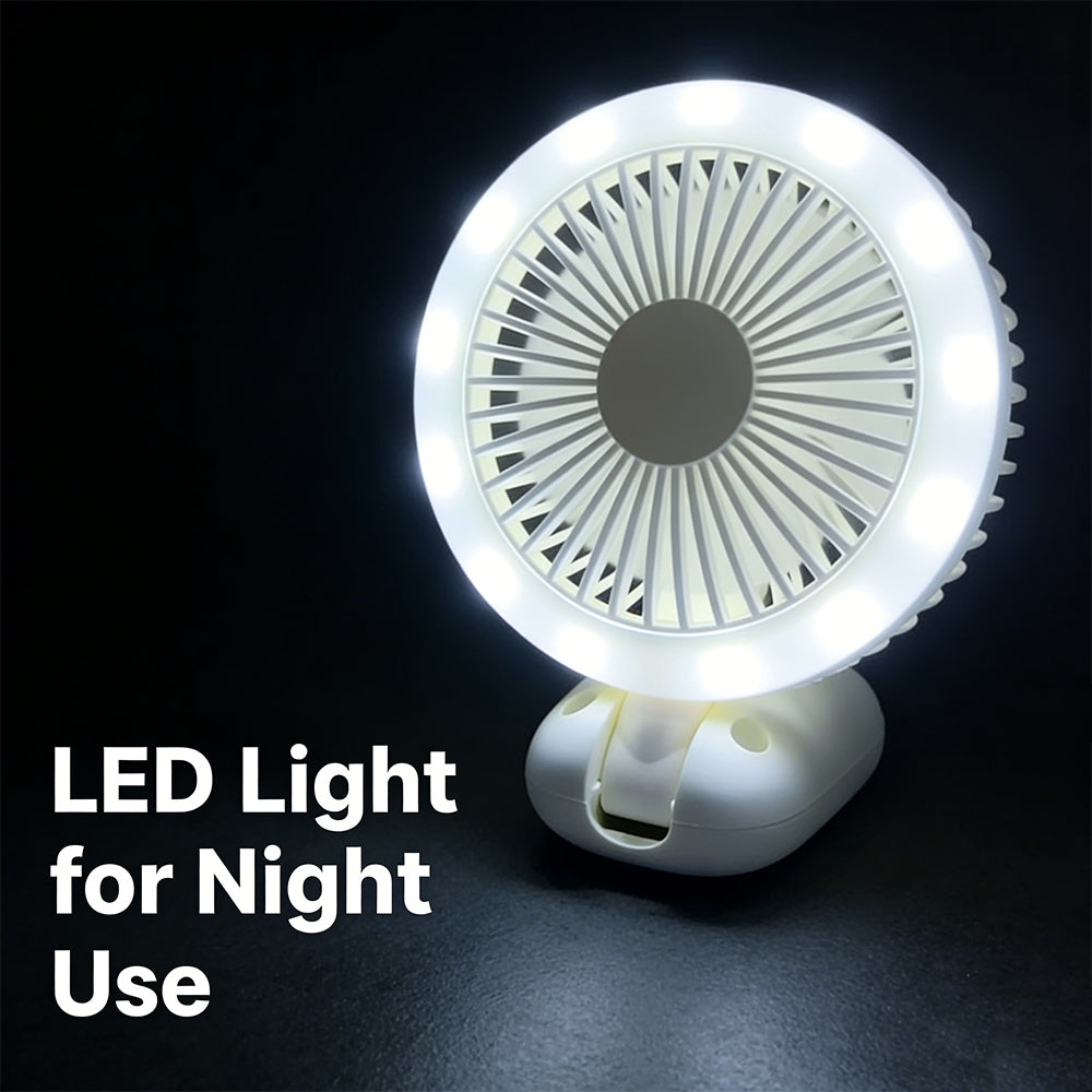 2 Pack LED Portable Rechargeable Handheld Fan Foldable Desk Fan w/ Base Travel