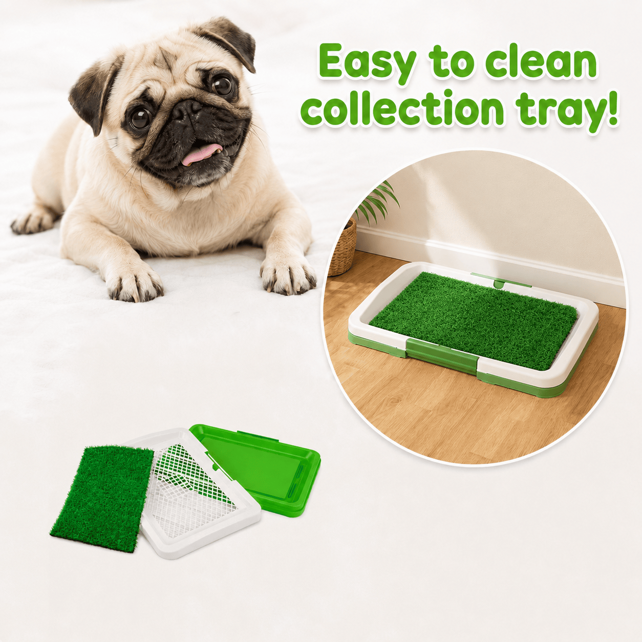 Dog Grass Pad with Tray Artificial Grass Puppy Toilet Training Mat 52x45.5cm