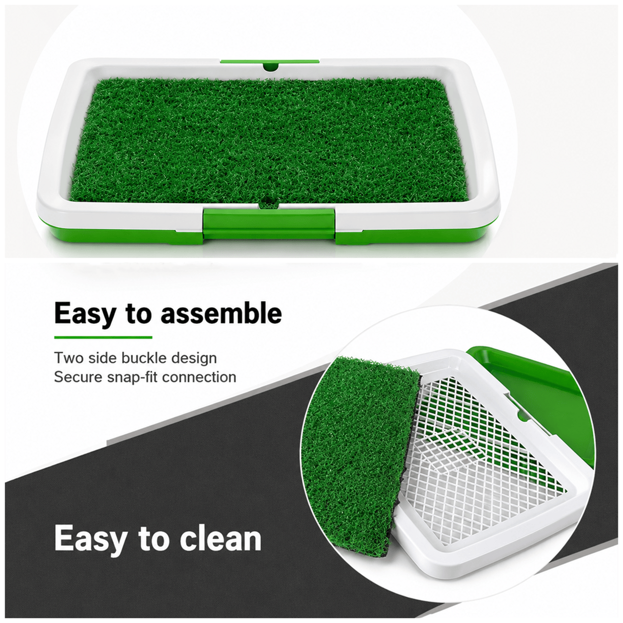 Dog Grass Pad with Tray Artificial Grass Puppy Toilet Training Mat 52x45.5cm