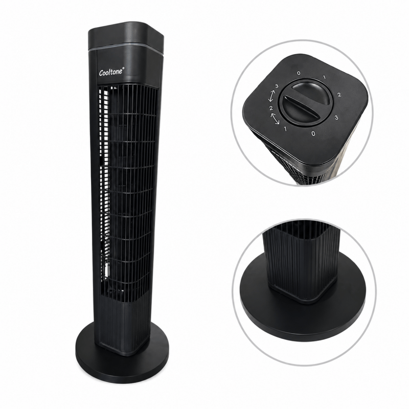 29" Tower Fan Free Standing Air Cooling Fan 3 Speed Quiet Portable Black