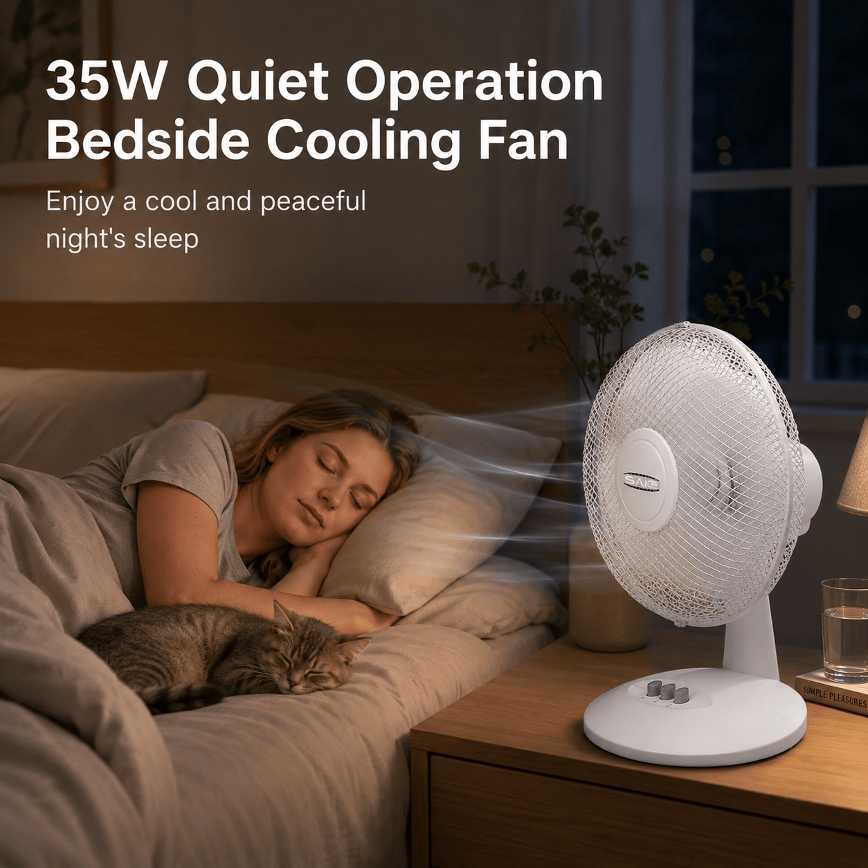 9" Desk Fan 2 Speed Electric Table Fan Adjustable Tilt Head Quiet White