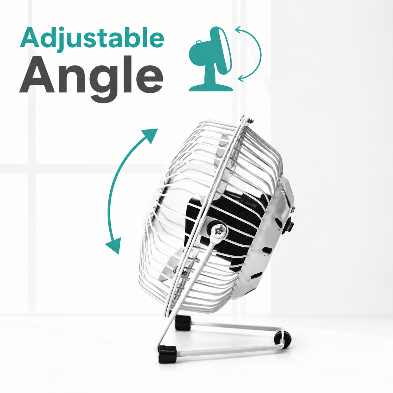 4" USB Desk Fan Mini Portable Cooling Fan Metal Frame for Office Laptop White