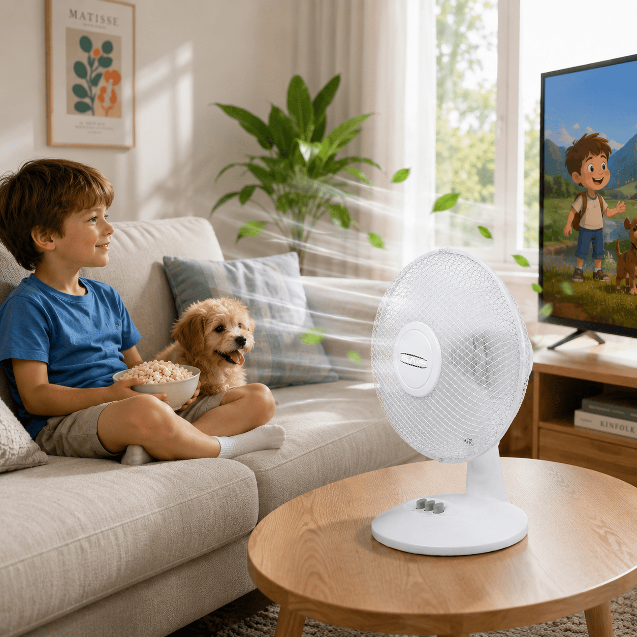 9" Desk Fan 2 Speed Electric Table Fan Adjustable Tilt Head Quiet White