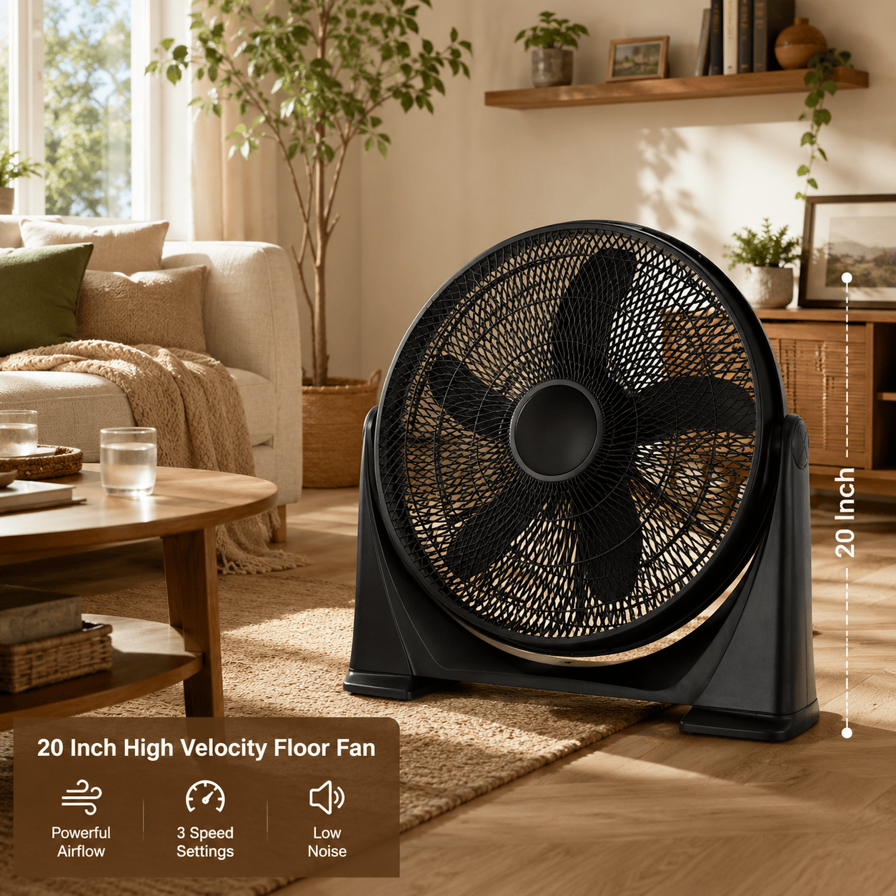 20" High Velocity Floor Fan 3 Speed Air Circulator Cooling Fan Home Garage