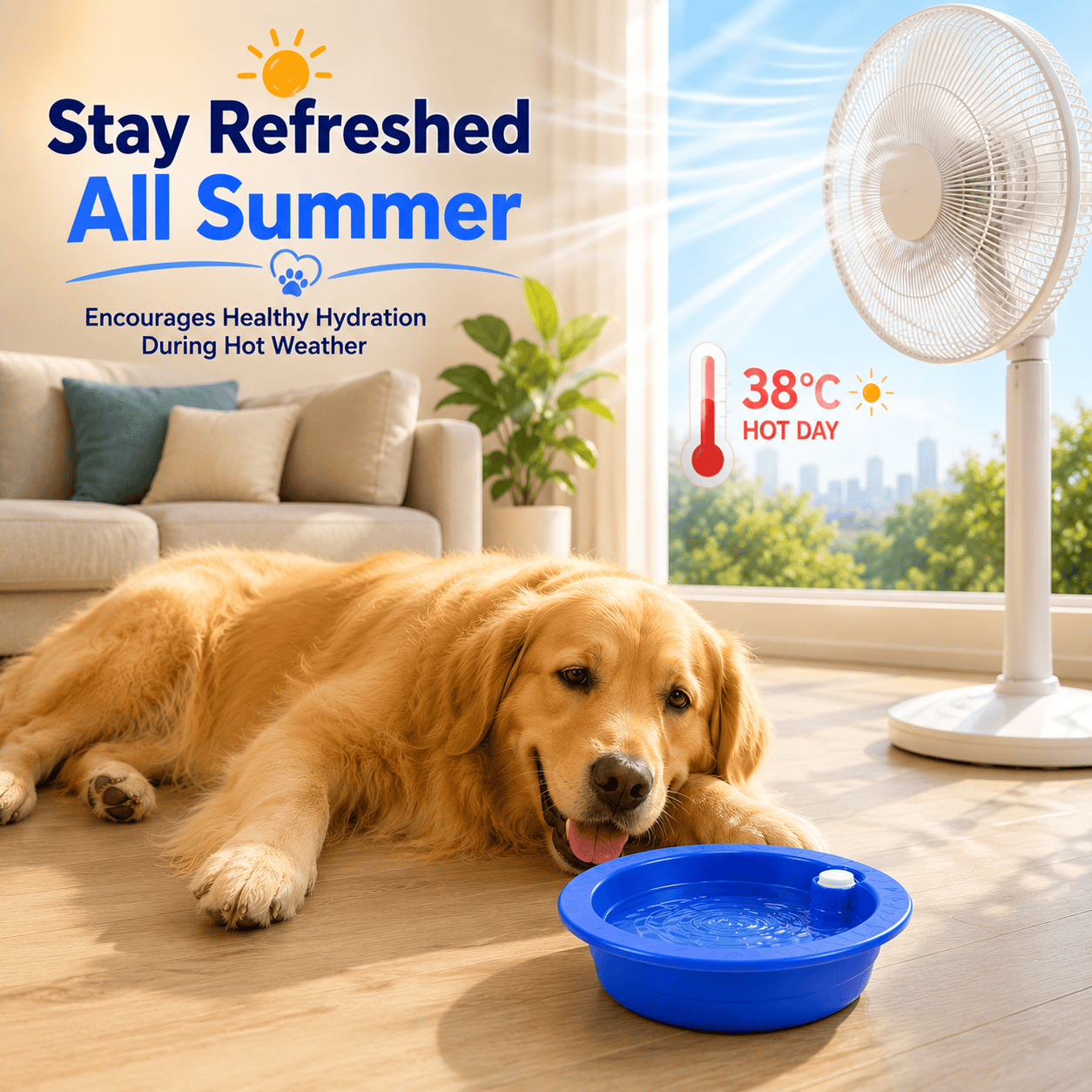 Dog Cat Cooling Water Bowl Freeze Activated Hydration Dish Summer Pet Bowl
