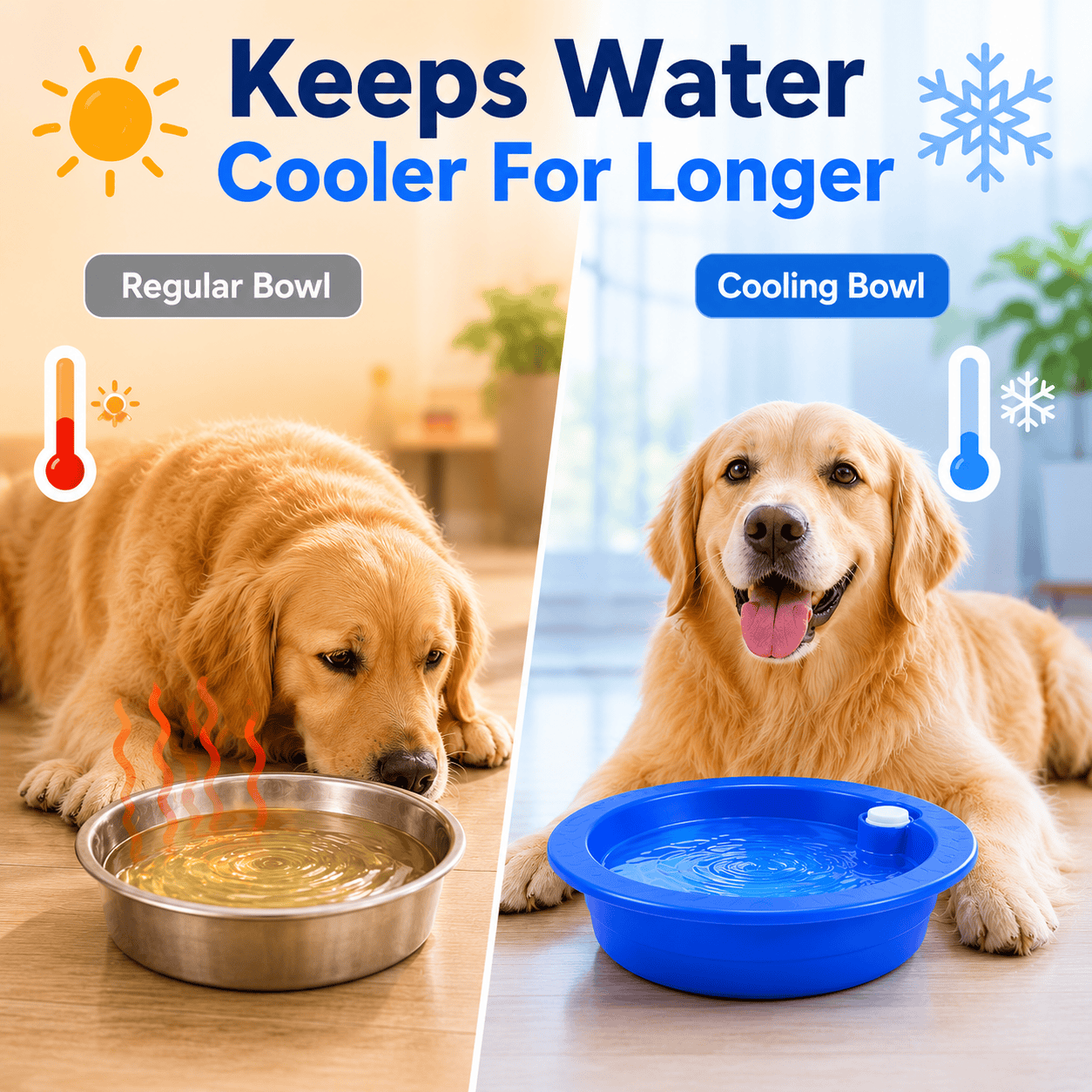 Dog Cat Cooling Water Bowl Freeze Activated Hydration Dish Summer Pet Bowl