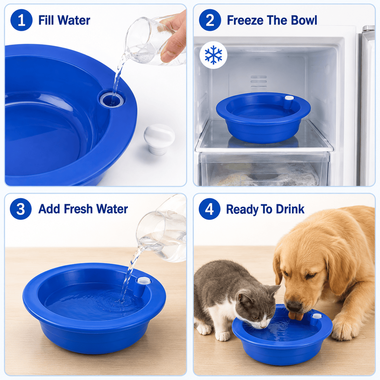 Dog Cat Cooling Water Bowl Freeze Activated Hydration Dish Summer Pet Bowl