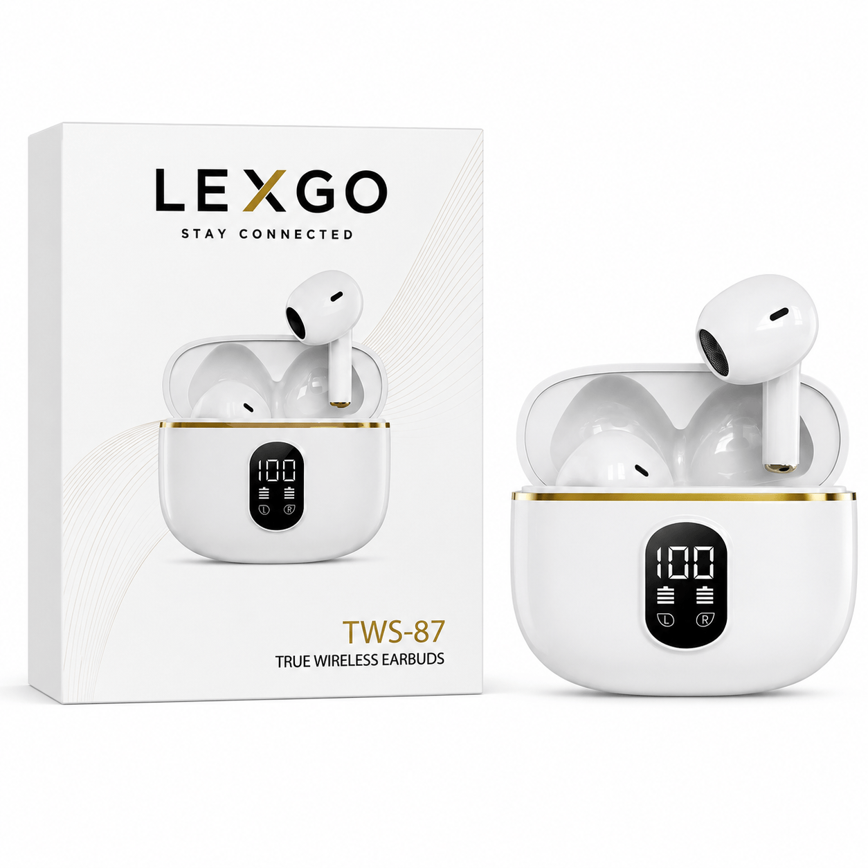Wireless Earbuds Bluetooth Headphones LED Display Noise Cancelling Sports