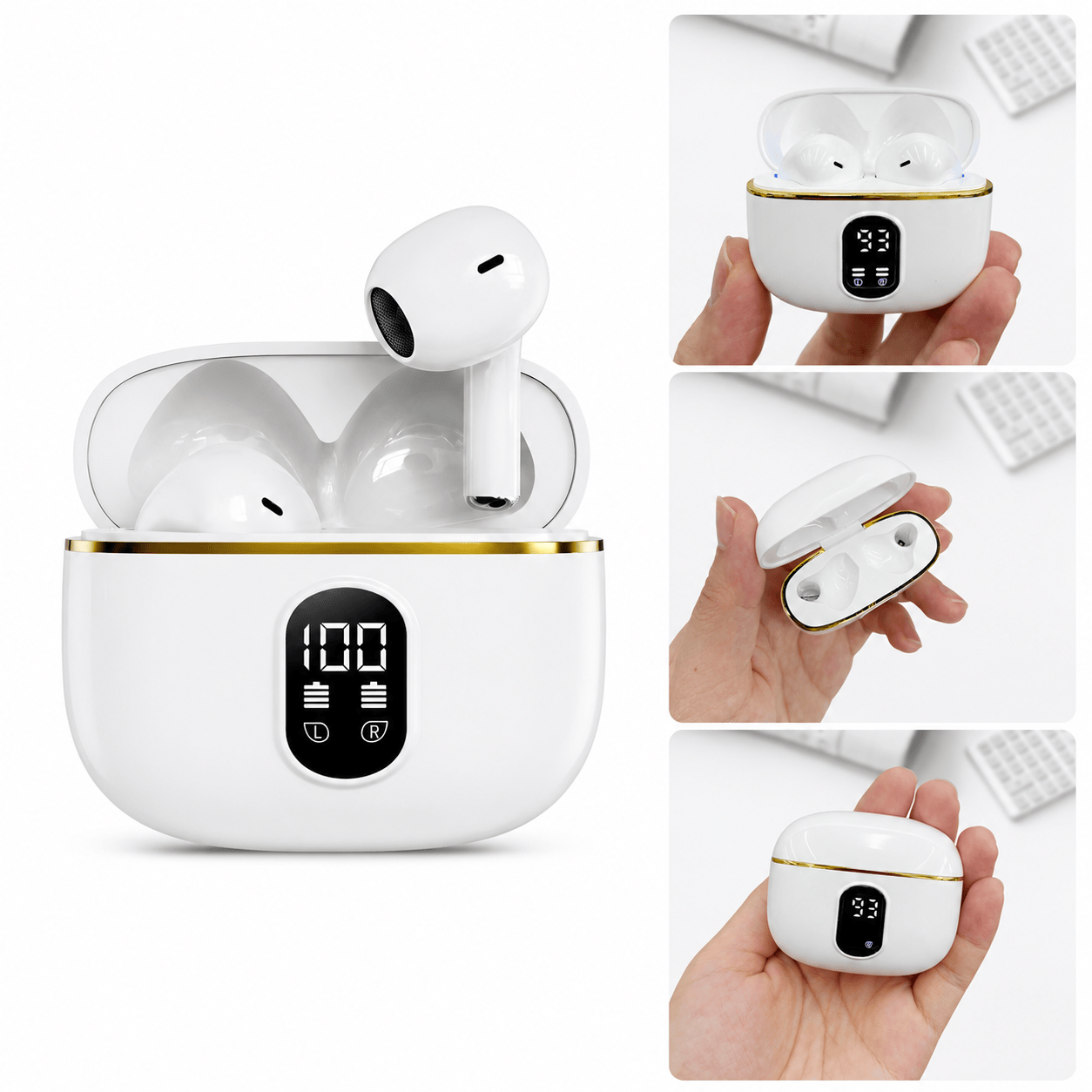 Wireless Earbuds Bluetooth Headphones LED Display Noise Cancelling Sports