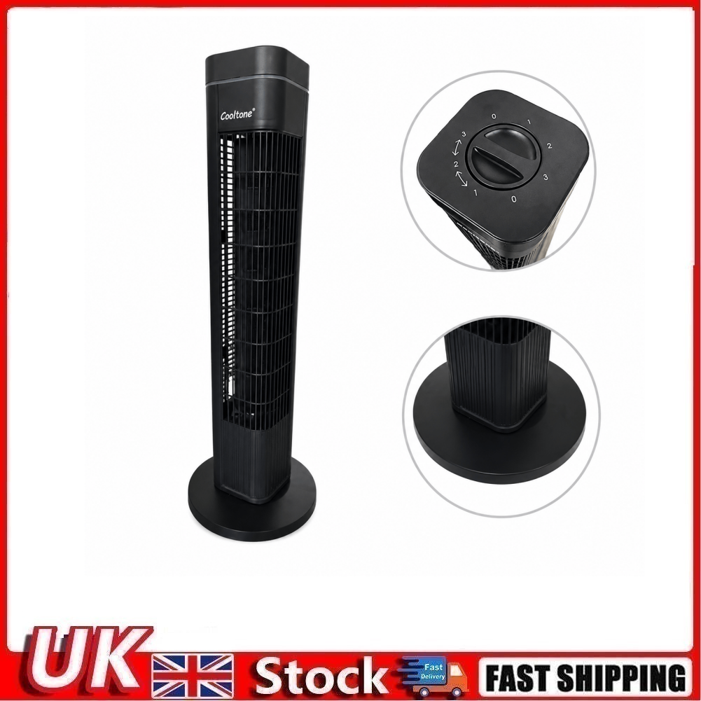 29" Tower Fan Free Standing Air Cooling Fan 3 Speed Quiet Portable Black