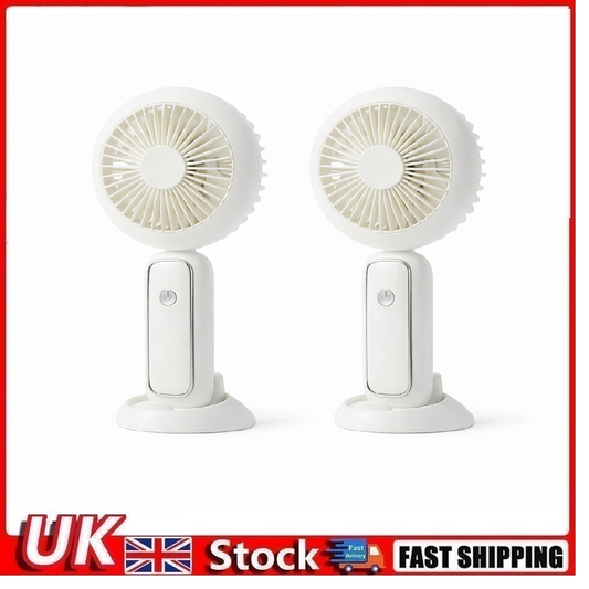 2 Pack LED Portable Rechargeable Handheld Fan Foldable Desk Fan w/ Base Travel