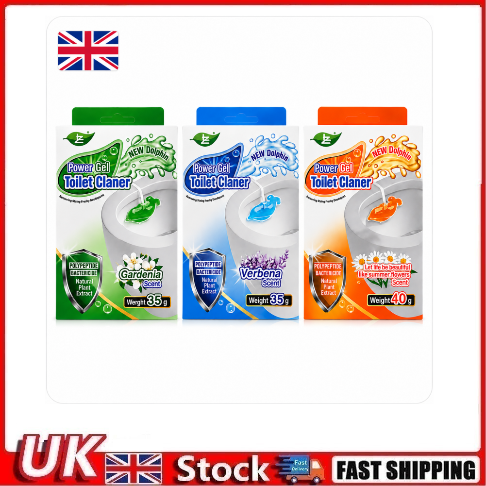 3PCS Dolphin Toilet Rim Gel Cleaner Gardenia Verbena Scent Brilliant Shine