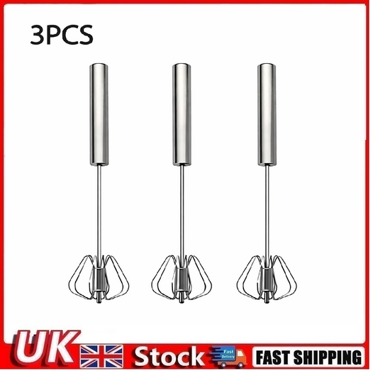 3PCS Semi Auto Egg Beater Hand Push Whisk Stainless Steel Blender Mixer