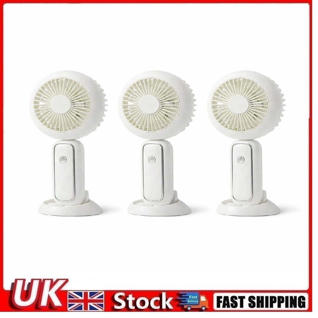 3 Pack LED Rechargeable Handheld Fan Folding Desk Fan w/ Base Travel Cooler
